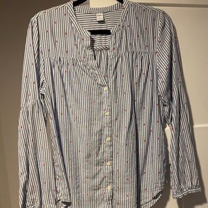 Old Navy Blouse. Blue and white stripe with red detailing. Size medium